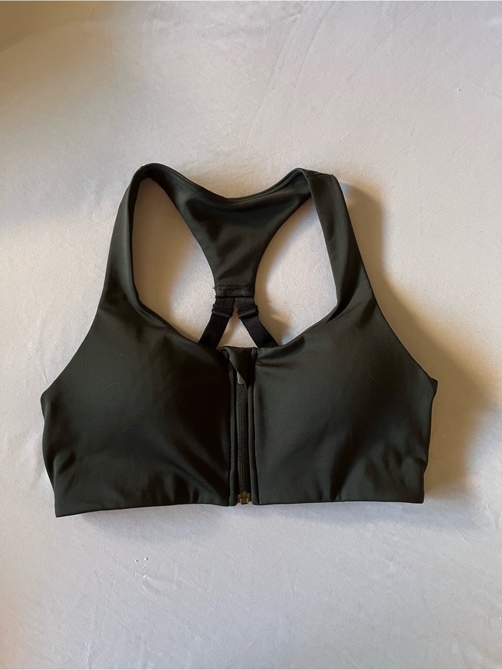 New Balance Black Front Zip Racerback Sports Bra Black L